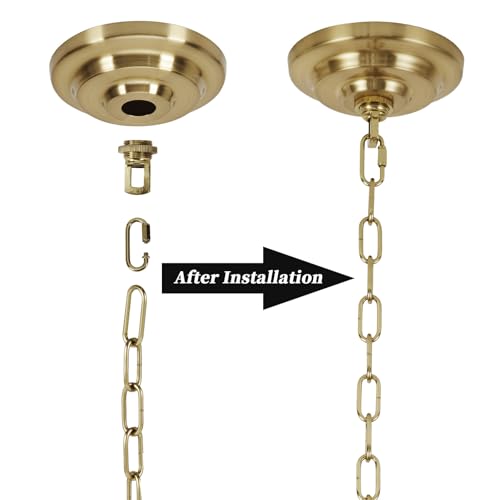 Heavy Duty Light Fixture Canopy Kit 5.3 Inches Diameter & 5.9 Feet Chain Ceiling Mounting Hardware for Pendant Light, Chandelier or Swag Light Fixtures, Brass - color: Brass