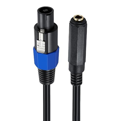 0.5 Meter Speakon Speaker Cable, 2 Conductor 22AWG Copper, Twist Lock Speakon Male to 1/4 6.35mm Female TS Mono Plug Adapter Connector Converter Audio Cable - style: Speakon M to 1/4 FM