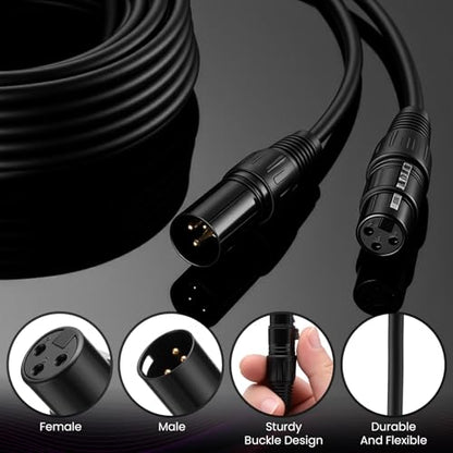 Relaxweex 12 Pcs 25 Feet XLR Cable, 3-Pin XLR Male to Female, Black - color: Black, size: 25 Feet