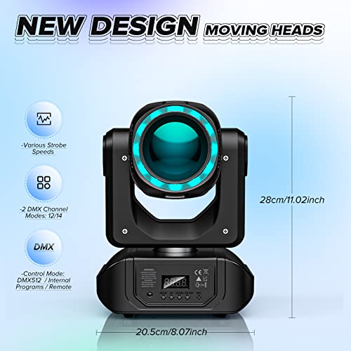 6PCS Moving Head DJ Light, with 4-in-1 Halo, 18 Prisms Rotating with Colorful Film, DMX/Voice Control/Remote Control, Suitable for Party, Ktv, Family Birthday Party and Tavern - color: 6-pack