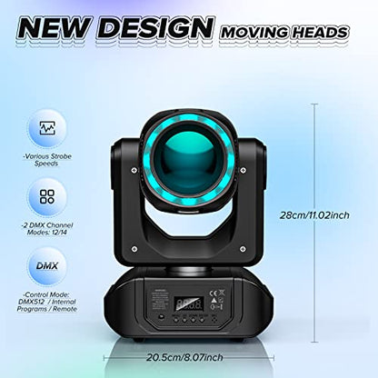 6PCS Moving Head DJ Light, with 4-in-1 Halo, 18 Prisms Rotating with Colorful Film, DMX/Voice Control/Remote Control, Suitable for Party, Ktv, Family Birthday Party and Tavern - color: 6-pack
