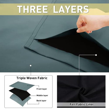 NICETOWN Sound Barrier 100% Blackout Divider Curtains 84", Noise, Heat and Cold Blocking Drapes with Felt Fabric Lining for Nursery/Daytime Sleep/Bedroom (Greyish Blue, 2 PCs, 52" Wide) - color: Greyish Blue, size: 52"W x 84"L (Pack of 2)