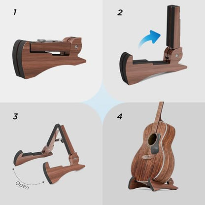 DIDA Lightweight Foldable A- Frame Plastic Guitar Stand for Acoustic, Electric Guitars, Ukulele, Guitar Stand Floor, Portable Travel Stand, Single Guitar Holder (Rosewood) - color: Rosewood