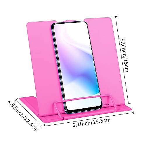 Honagu Small Book Stand Book Holder Metal Desk Book Stand for Reading Hands Free, Adjustable Cookbook Documents Holder, Portable Bookstand for Music Books, Textbook, Recipe, Tablet, Ipad (Rose Red) - color: Rose Red
