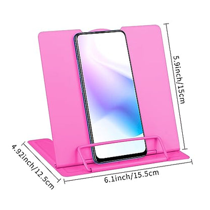 Honagu Small Book Stand Book Holder Metal Desk Book Stand for Reading Hands Free, Adjustable Cookbook Documents Holder, Portable Bookstand for Music Books, Textbook, Recipe, Tablet, Ipad (Rose Red) - color: Rose Red