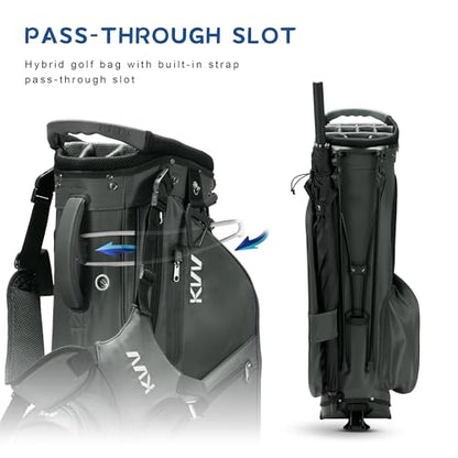 KVV 14-Way Golf Stand Bag, Lightweight Hybrid Golf Bag with Multiple Pockets, Dual Straps & Rain Cover, Premium Golf Bag for Men & Women