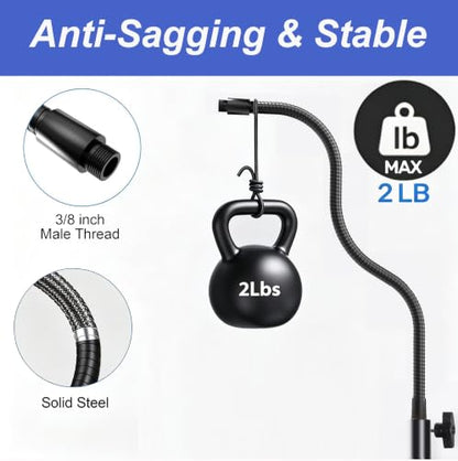 19" Gooseneck Arm, 3/8" Female to Male Metal Thread, 360° Microphone Flexible Arm, Gooseneck Tube Extension Holder, for Phone, Microphone Holder, Black