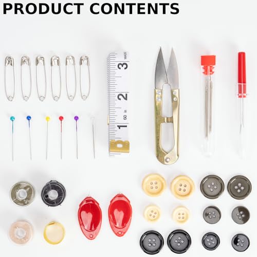 Military Survival Sewing Kit Portable Sewing Kit with Buttons for Men/Women | Small Repair Tools with Zipper Closure in Durable Nylon Case for Travel Field Emergency, Mini Pocket Travel Sewing Kit - color: Black