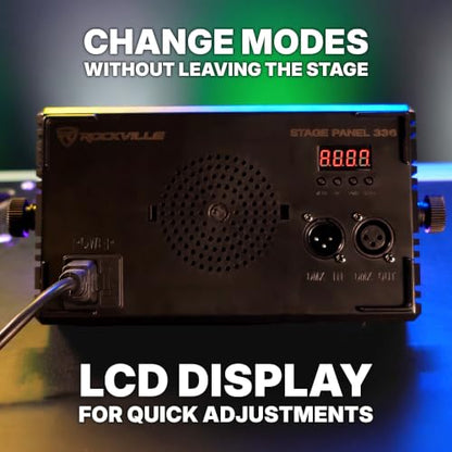 Rockville STAGE PANEL 336 Visual Effect Light, Wash + Matrix Combo, 50 Watts, Strobe Effects, 30 Channel DMX Control, 10 Auto and Sound Programs Ideal for DJ Booths, Clubs, Parties, and Stage Lighting | 280 RGB LEDs, 56 White Strobe LEDs, 30 DMX Channels,