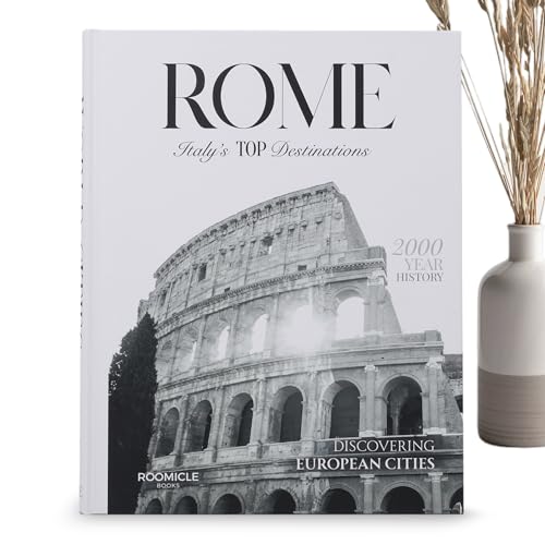 Rome Decorative Books for Coffee Table - Designer Faux/Fake Books for Decoration - Enhance Your Coffee Table, Mantle & Bookshelf Decor - Book Decor Aesthetic Collection - Real Blank Pages Inside - style: Rome