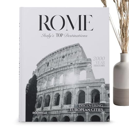 Rome Decorative Books for Coffee Table - Designer Faux/Fake Books for Decoration - Enhance Your Coffee Table, Mantle & Bookshelf Decor - Book Decor Aesthetic Collection - Real Blank Pages Inside - style: Rome