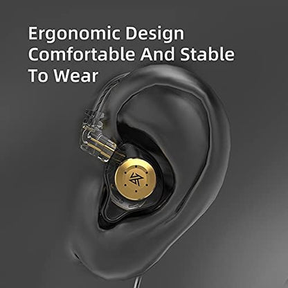 KZ EDX PRO in-Ear Headphone,Black with Mic | Headphones With Radio Built In,1DD Stereo Bass Earbuds Wired,3.5mm Plug & 2pin Detachable Cable,for Musician,Singer,Guitarist - color: Black, size: with Mic