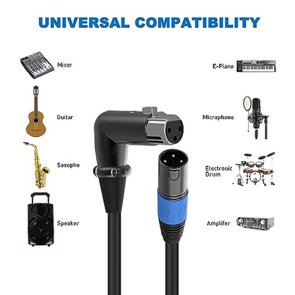 LanSenSu Right Angle XLR to Straight XLR Plug Cable, 90-Degree Female to Straight Male Balanced Cord 3-Pin to 3-Pin, (Right Angle -Female-4FT, 2Pack) - style: Right Angle -Female-4FT