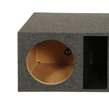 Q Power HD212VL 12 Inch Dual Vented Subwoofer Box, Heavy Duty 2-Hole Extra Large Ported Enclosure with 1-Inch MDF Front, Charcoal Grey Finish - style: Vented - Extra Large