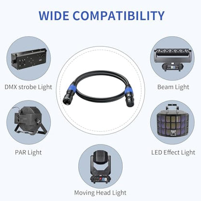 SMALL-EYE 5 Pin DMX Cables 10 ft 2-Pack, 4-Core Male to Female - size: 10 feet -2 Packs