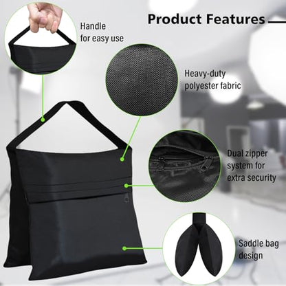 Eurmax USA 2-Pack Sandbag Weights,Photography SandBags for Light Stands and Video Equipments,Heavy Duty Saddlebags for Backdrop Stand,Tripod,Canopy,Umbrella Base,Fishing Chair and Picnic Table
