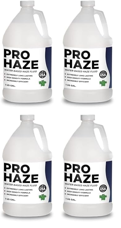 Froggy's Fog Pro Haze High-Performance Haze Fluid for Hurricane Haze 2 and Other Haze Machines, Water-Based Hazer Fluid, 1 Gallon (Pack of 4) - size: 1 Gallon (Pack of 4)