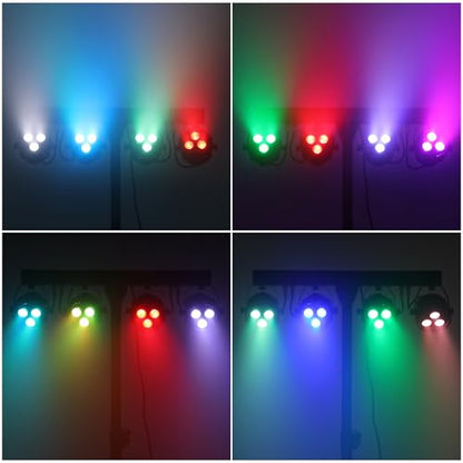 Stage Lights with Stand 120W, Professional DJ Lights Package, RGBW LED 4-Par Gigbar with DMX & Sound-Activated Stage Lighting System for DJs Band Party Wedding Church & Concert, 7FT Tripod