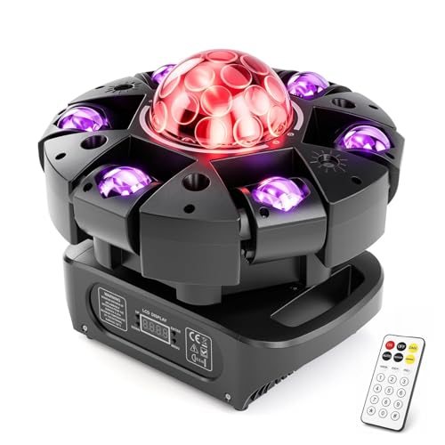 Moving Head DJ Lights,120W RGBW DJ Stage Lighting，6 Arms Party Light,Changing Glowing Magic Ball Effect Light, Red Green Starry, White Amber Strobe,Support DMX-512 Remote for Party Bar Disco Club DJ - color: 1 Pack