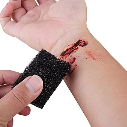 MEICOLY Quality Updated Halloween Coagulated Blood,30g/1.06 oz Fake Blood Gel with Black Stipple Sponge,for SFX Wound,Cuts,Clown,Vampire Film Cosplay Scab Makeup, - color: coagulated blood kit
