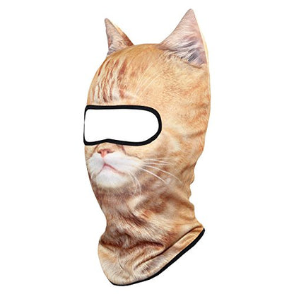 WTACTFUL 3D Animal Ears Balaclava, Breathable Face Mask for Halloween | Stand-Up Ears, Windproof Dustproof, Quick-Dry, No Fade Print, Soft, for Music Festivals Raves Ski Snowboard Moto Party - color: Exotic Shorthair Meb-25