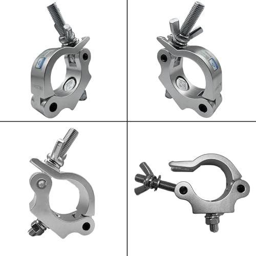 Premium Aluminum Alloy Heavy Duty 550 LB O Clamp for Spot Lights - Fits 42-52mm Tube/Pipe - Stage Lighting - Silver (Pack of 4)