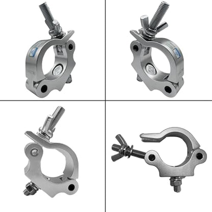 Premium Aluminum Alloy Heavy Duty 550 LB O Clamp for Spot Lights - Fits 42-52mm Tube/Pipe - Stage Lighting - Silver (Pack of 4)