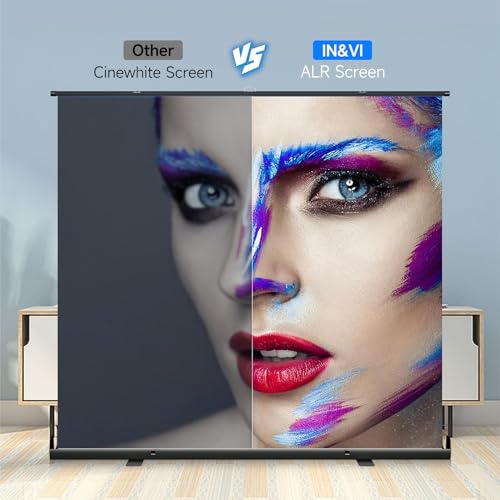 Portable ALR Manual Pull Up Projector Screen,100 in Outdoor Projector Screen 178°Viewing Angle Portable Movie Screen 3D/4K HD 16: 9 Wrinkle-Free Design for Movie Home Theater Backyard Night