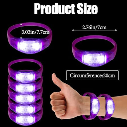 100 Pcs LED Bracelets Sound Activated with Flashing LED Strobe Music Control Light Up Bracelets for Rave, Game Prizes, Birthday Party Favor,Valentine's Day gift - color: Purple