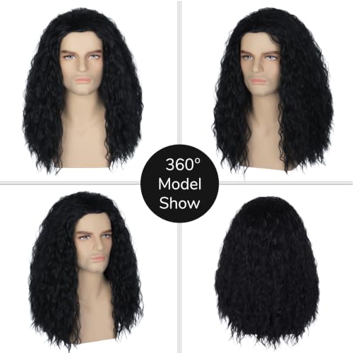 Miss U Hair Unisex Long Curly Hair Party Movie Cosplay Costume Wig Halloween (Jet black) - color: Jet black