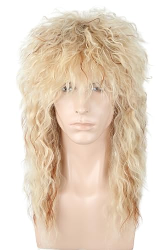 70's 80's Rock Mullet Wig Blonde Curls Halloween Costume Fashion Wigs Fancy Party Accessories Wigs - color: Golden/10