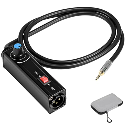 AUX to XLR Isolation Box, 3.5mm TRS to 3-Pin XLR Hum Eliminator with Volume Control, Built-in Audio Transformer & Ground Lift Switch, 3.3ft Cord, Removable Gold Coated AUX Plug