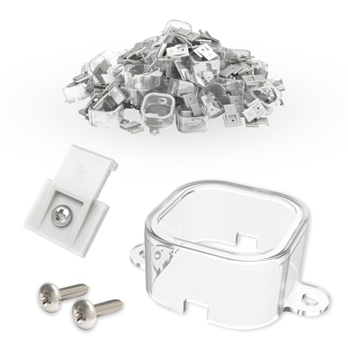 Lights Mounting Brackets Kit for Govee Outdoor Lights Pro H706A H806A | for Govee Outdoor Light Clips 100FT - 60Pcs Light Brackets & 60Pcs Wire Clips with Screws,Replace 3m Adhesive Clips - color: Clear, size: 60