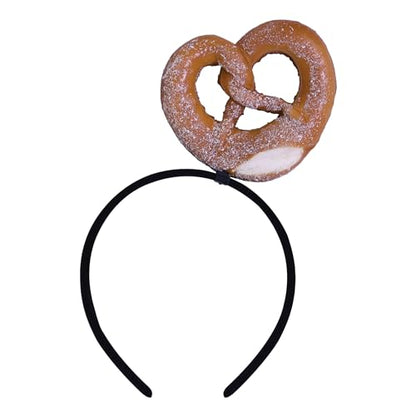 Beistle Pretzel Headband – Foam Pretzel Costume Accessory with Salt Detail, Oktoberfest Party Handout, Funny Novelty Food Headwear, Bavarian German Beer Festival Hat Gag Gift, Black Snap-On Headband