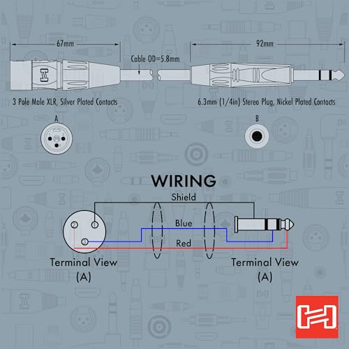 Hosa HSX-010 Pro Balanced Interconnect - REAN 1/4-inch TRS Male to XLR3 Male - 10 Foot | REAN 1/4-inch TRS Male to XLR3 Male, 10 Foot