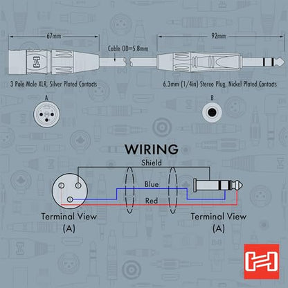 Hosa HSX-010 Pro Balanced Interconnect - REAN 1/4-inch TRS Male to XLR3 Male - 10 Foot | REAN 1/4-inch TRS Male to XLR3 Male, 10 Foot