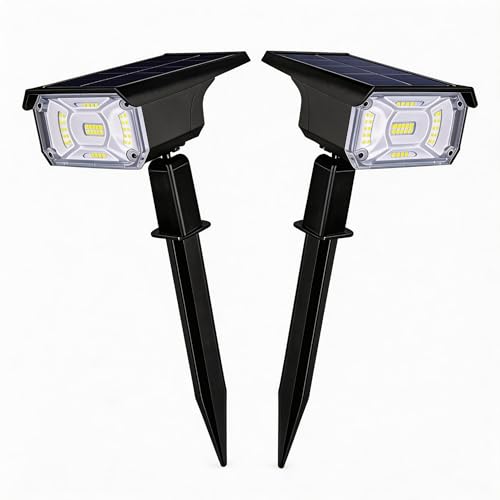 LEREKAM Solar Spot Lights Outdoor, 40 LEDs IP65 Waterproof Landscape Spotlights, USB or Solar Powered Wall Lights, Dark Sensing Auto On/Off, All-Weather Garden Lights for Yard Pool Garage
