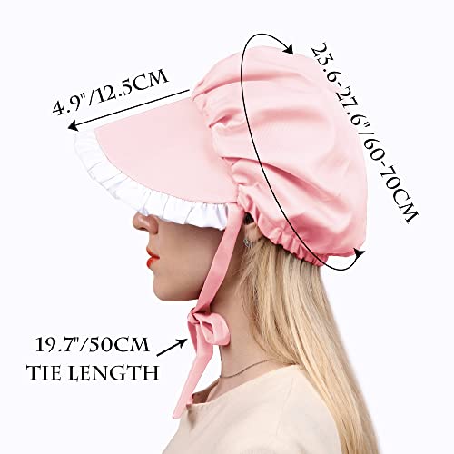 Colonial Bonnet Victorian Hat Sun Cap for Women Tea Party Headwear Rtro Renaissance Costumes - color: Pink
