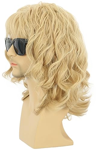 karlery California 70s 80s Rocker Wig Men Women Long Curly Blonde | Halloween Costume Anime Wig - color: Blonde
