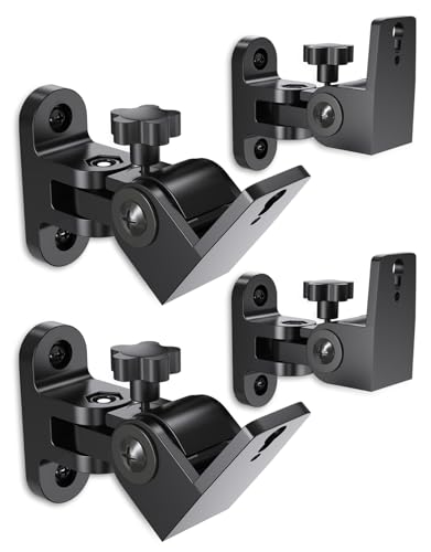 Speaker Wall Mounts, 4 Packs Universal Mounting Bracket for Small Bookshelf Speakers, Vertical 120°, Horizontal 180°Adjustment, Compatible with Bose, JBL, KEF,Sony & Others, Hold up to 32 lbs - size: 4 Pack