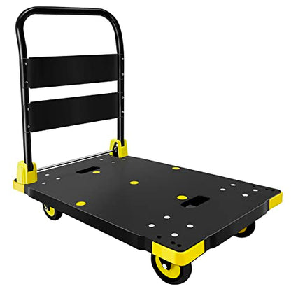 Platform Truck Cart 1000LBS Chinco Star Folding Push Cart Dolly Portable Moving Dolly Cart with 360° Swivel 5'' Wheels Heavy Duty Foldable Flatbed Cart for Hand Moving (35L x24W x40H in) - color: Silver - 35"x24" - 1000 Lbs