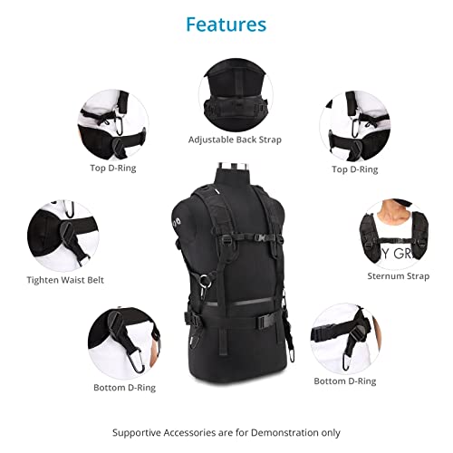 PROAIM Cube Universal Jacket for Field Audio Recorder Bags, 20kg / 44lb | Take the weight of a heavy audio bag off your shoulders — vest-style harness spreads 20kg across your body, padded straps