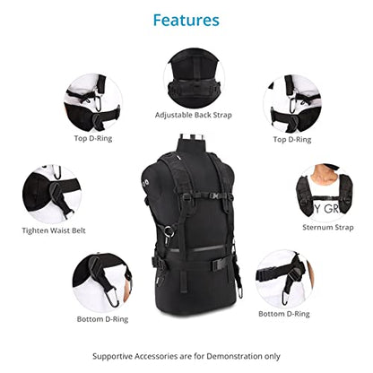 PROAIM Cube Universal Jacket for Field Audio Recorder Bags, 20kg / 44lb | Take the weight of a heavy audio bag off your shoulders — vest-style harness spreads 20kg across your body, padded straps