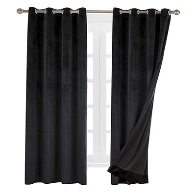 Luxury Velvet Blackout Curtains Panels with Grommet Draperies Eyelet 52Wx96L Inch Black, 2 Panels for Theater,Bedroom, Living Room and Hotel - color: Black, size: 52Wx96L