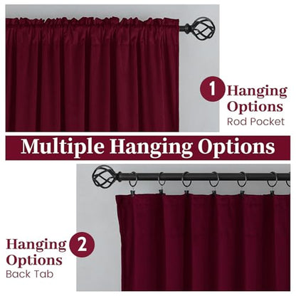 SimpleHome Red Velvet Curtains 84 Inches for Living Room Rod Pocket | Luxury Blackout Velvet Curtains,Thermal Insulated 2 Panels Room Darkening Drapes,Velvet Bedroom Curtains,W52 x L84,2 Panels - color: Red, size: 52"W x 84"L (Pack of 2)