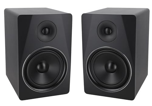 Rockville APM8B Powered USB Studio Monitor Speaker Pair in Black, 8", 2-Way, 500W, EQ, MDF Wood, RCA/XLR, Perfect for Studios, Recording, Music | 400W Peak / 200W RMS, Class D Amp, RCA In/Out, Crossover/Phase/Volume Control, Front Port, MDF Enclosure, Aut