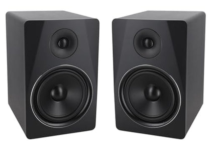 Rockville APM8B Powered USB Studio Monitor Speaker Pair in Black, 8", 2-Way, 500W, EQ, MDF Wood, RCA/XLR, Perfect for Studios, Recording, Music | 400W Peak / 200W RMS, Class D Amp, RCA In/Out, Crossover/Phase/Volume Control, Front Port, MDF Enclosure, Aut