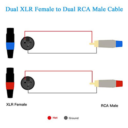 Jolgoo XLR to RCA Cable - Dual Female to Dual Male, 3.3 Feet, HiFi Audio, OFC Wire, for Amplifier, Mixer, Microphone - size: 3.3 Feet, style: Dual XLR Female to Dual RCA Male