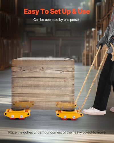 VEVOR 4PCS Machinery Skates Dollies, 17,637 lb Heavy Duty Equipment Moving Skates with 4 PU Wheels, 360° Rotation Non-Slip Cap, Low-Profile Industrial Mover Rollers for Factory, Warehouse, Workshop - size: 4 Packs-PU Wheels