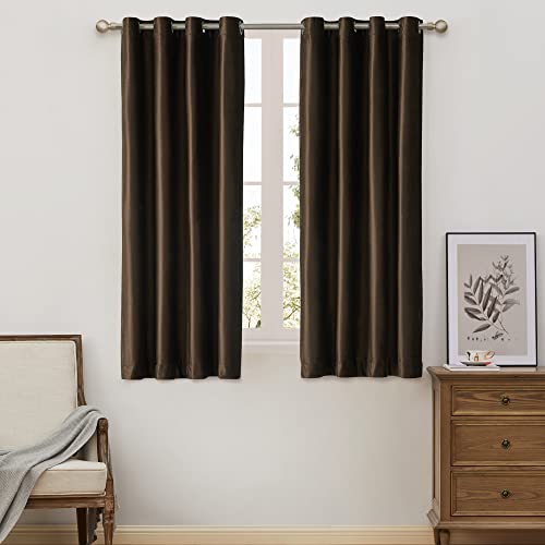 BULBUL Velvet Brown Grommet Blackout Curtains 63 inch for Living Room - color: Brown, size: 52"W x 63"L (Pack of 2)